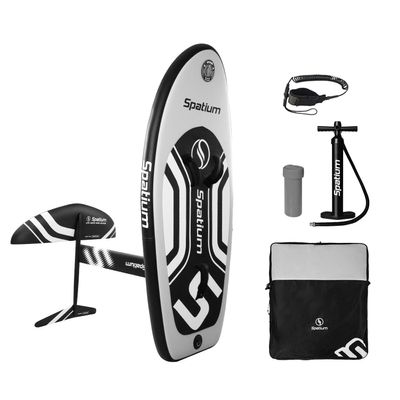 Spatium Unpowered Hydrofoil Boards Inflatable Foil Board Foiling Surfing with F200 Foil Boarding Without Motor,Light Grey 90L Hydro Foil Board with F200 Foil