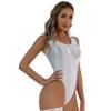 YiZYiF Women's 70D Oil Glossy Shiny Swimsuit High Cut Thong Blackless Dance Leotard Bodysuits White Large view 3