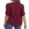 a.Jesdani Women's Plus Size Tops Zip Front V-Neck 3/4 Sleeve Tunic Casual Top Wine Red 4X view 3