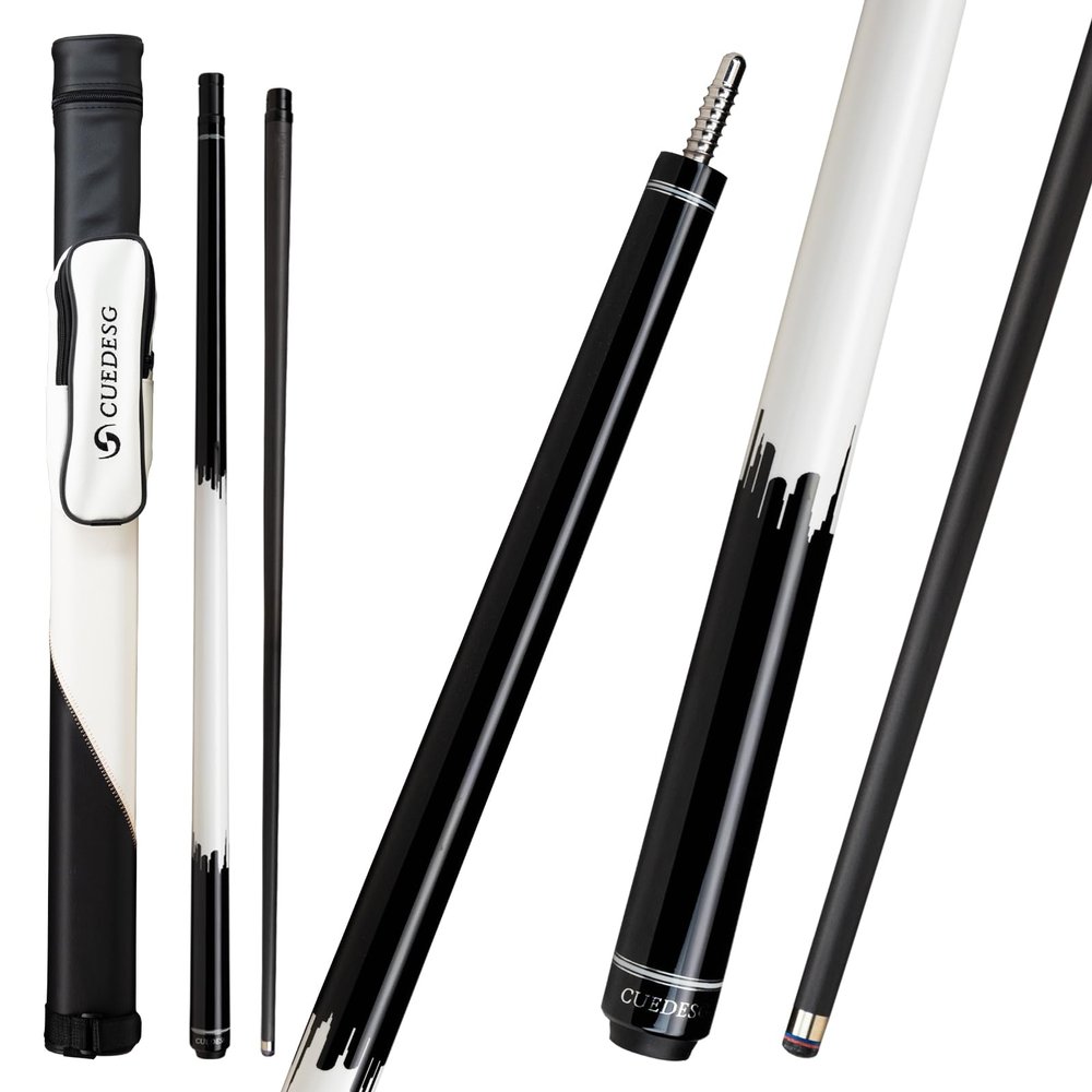 CUEDESG Carbon Fiber Pool Cue Stick 10.5mm/11.8mm/12.5mm,Low Deflection Pool Stick,Professional Cue Stick with Case (Black-10.5mm)