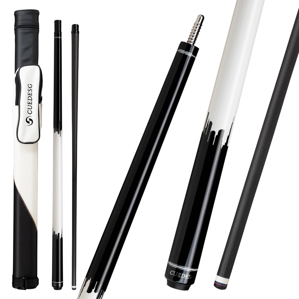 CUEDESG Carbon Fiber Pool Cue Stick 10.5mm/11.8mm/12.5mm,Low Deflection Pool Stick,Professional Cue Stick with Case(Black-12.5mm)
