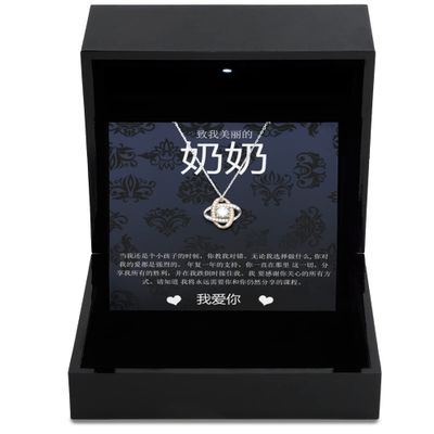 Love Knot Rose Gold Necklace Luxury Box Nainai Grandma Necklace Nainai Jewelry in Chinese Gift Idea for Nainai from Granddaughter Grandson