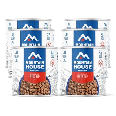 Mountain House Diced Beef #10 Can| Freeze-Dried Backpacking & Camping Food| Survival & Emergency Food | Gluten-Free | 6-Pack