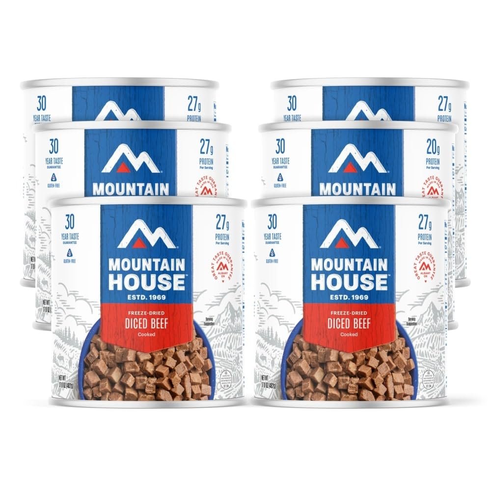 Mountain House Diced Beef #10 Can| Freeze-Dried Backpacking & Camping Food| Survival & Emergency Food | Gluten-Free | 6-Pack