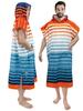 SUN CUBE Surf Poncho Changing Robe with Hood, Thick Quick Dry Microfiber Wetsuit Changing Towel for Surfing Beach Swim Outdoor Sports Men, Absorbent Wearable Towel Cover Up, Orange Blue Stripe view 1