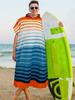 SUN CUBE Surf Poncho Changing Robe with Hood, Thick Quick Dry Microfiber Wetsuit Changing Towel for Surfing Beach Swim Outdoor Sports Men, Absorbent Wearable Towel Cover Up, Orange Blue Stripe view 2