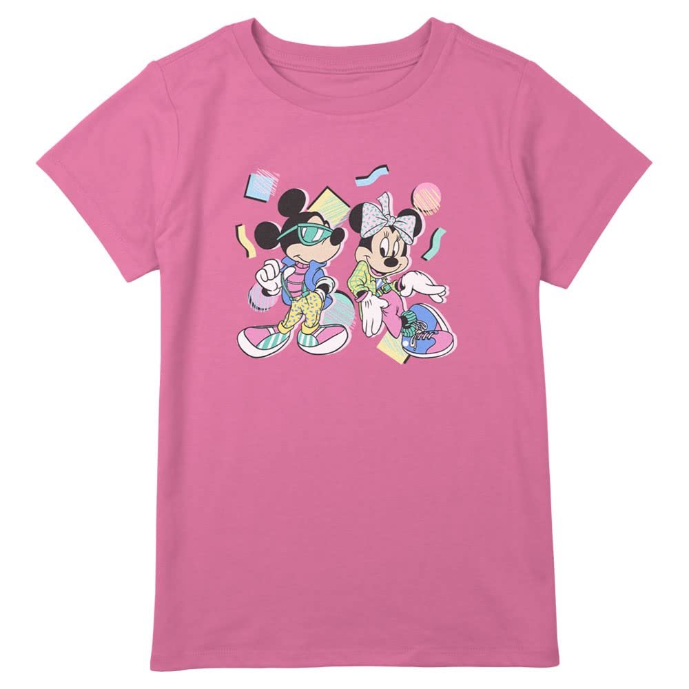 Disney Plus Girls Classic Mickey 80s Minnie Mickey Short Sleeve Tee Shirt, Light Pink, X-Large Plus