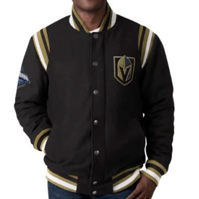 G-III Sports Vegas Golden Knights Men's Size Medium Recruit Varsity Letterman Style Jacket - Black And Gold