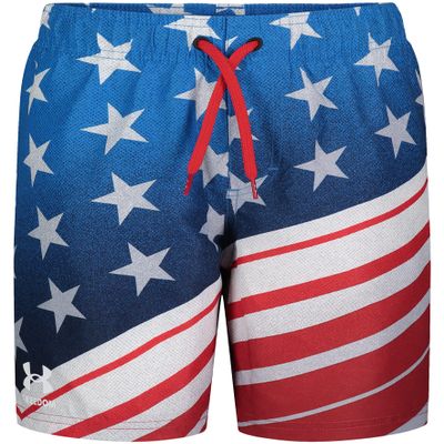 Under Armour Boys' Volley Swim Trunks with UPF 50+ Sun Protection, Quick Dry Bathing Suit Shorts, White Tilt, 5