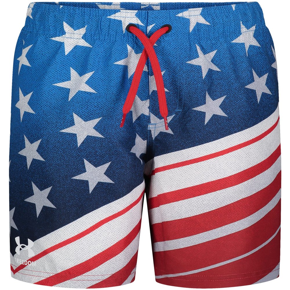Under Armour Boys' Volley Swim Trunks with UPF 50+ Sun Protection, Quick Dry Bathing Suit Shorts, White Tilt, 5