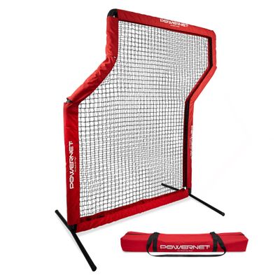 Powernet Portable Baseball Practice Net for Pitching and Hitting, Pop Up Batting Cage Net Coach Shield, 7 FT Z-Screen (Red)