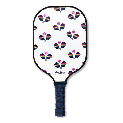 Ame & Lulu Drop Shot Pickleball Paddle | Durable Fiberglass Surface, 0.51" Honeycomb Interior | Sweat-Proof Grip | Lightweight and Versatile for All Skill Levels - Rainbow