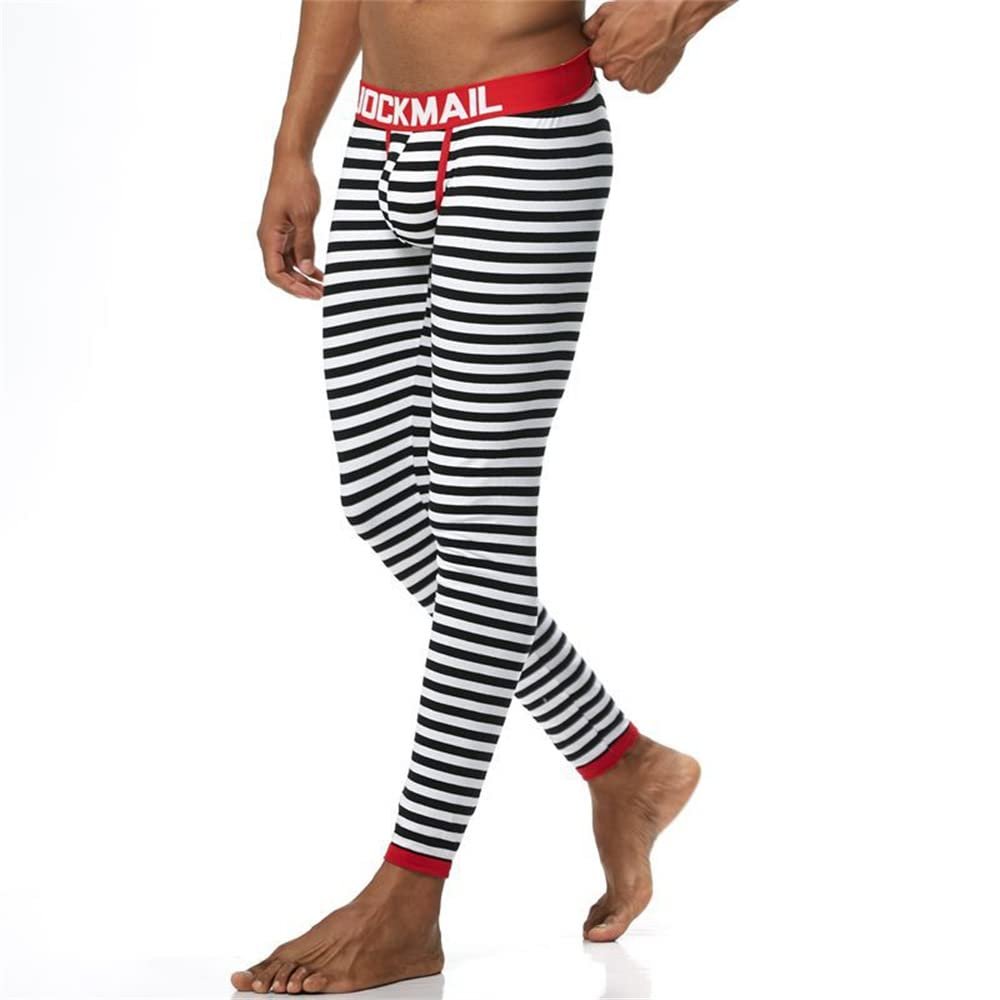 JOCKMAIL Long Johns Pants Men Thermal Underwear Cotton Printed Mens Thermal Underwear Sleeping Bottoms Leggings Pant (as1, Alpha, l, Regular, Regular, Red-2)