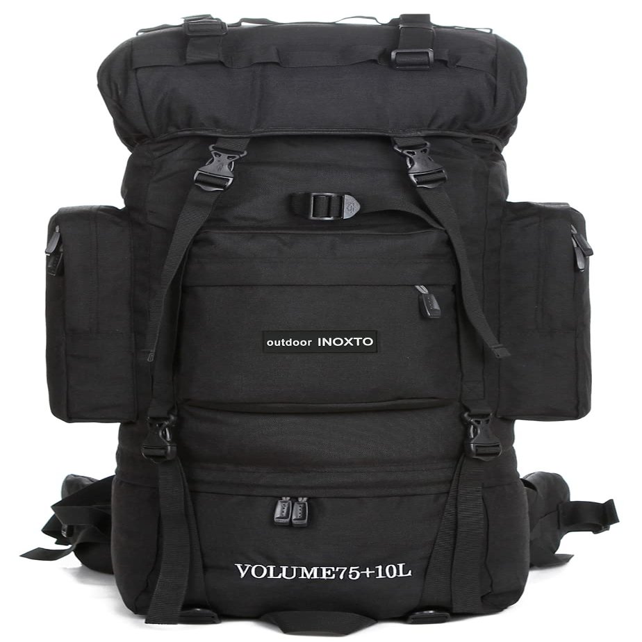 IX INOXTO 85L Lightweight Internal Frame Hiking Backpack for Men Women, Waterproof Travel Camping Backpack with Rain Cover (Black)