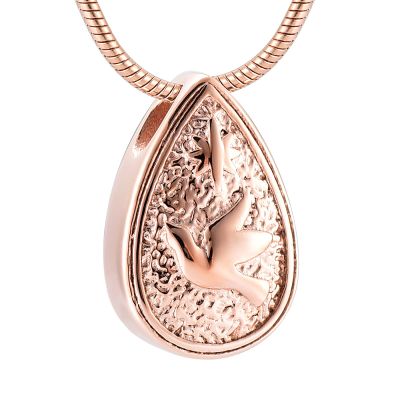 BIAIHQIE Tear Memorial Ash Necklace Jewelry Bird Engrave Stainless Steel Cremation Urn Keepsake Pendant Necklace Funeral Necklace