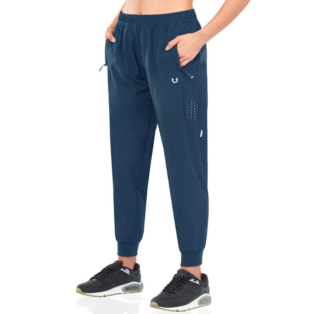 NORTHYARD Women's Running Athletic Pants Track Lightweight Joggers Workout Jogging Casual Sweatpants with Zipper Pockets Sea Blue XL