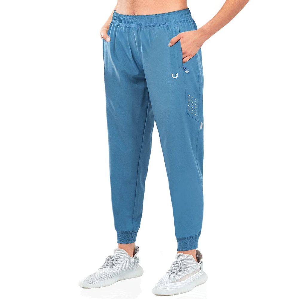 NORTHYARD Women's Running Athletic Pants Track Lightweight Joggers Workout Jogging Casual Sweatpants with Zipper Pockets Grey Blue L