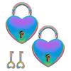 Jiozermi 2 Pcs Colorful Padlocks Key Lock with Key, Mini Love Heart Head Luggage Locks, Modern Fashion Style view 1