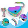 Jiozermi 2 Pcs Colorful Padlocks Key Lock with Key, Mini Love Heart Head Luggage Locks, Modern Fashion Style view 3
