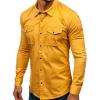 Men's Long Sleeve Hiking Shirts Lightweight Tactical Button Down Cargo Shirt Plain Slim Fit Shirt with Pockets (Yellow,3X-Large) view 3