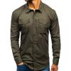 Men's Long Sleeve Hiking Shirts Lightweight Tactical Button Down Cargo Shirt Plain Slim Fit Shirt with Pockets (Armygreen,X-Large) view 1