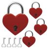 Jiozermi 4 Pcs Red Padlocks Key Lock with Key, Mini Love Heart Head Luggage Locks, Modern Fashion Style view 1