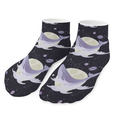 Space Whale Low Cut Ankle Socks for Men No Show Sock Women Boat Athletic 1 Pair