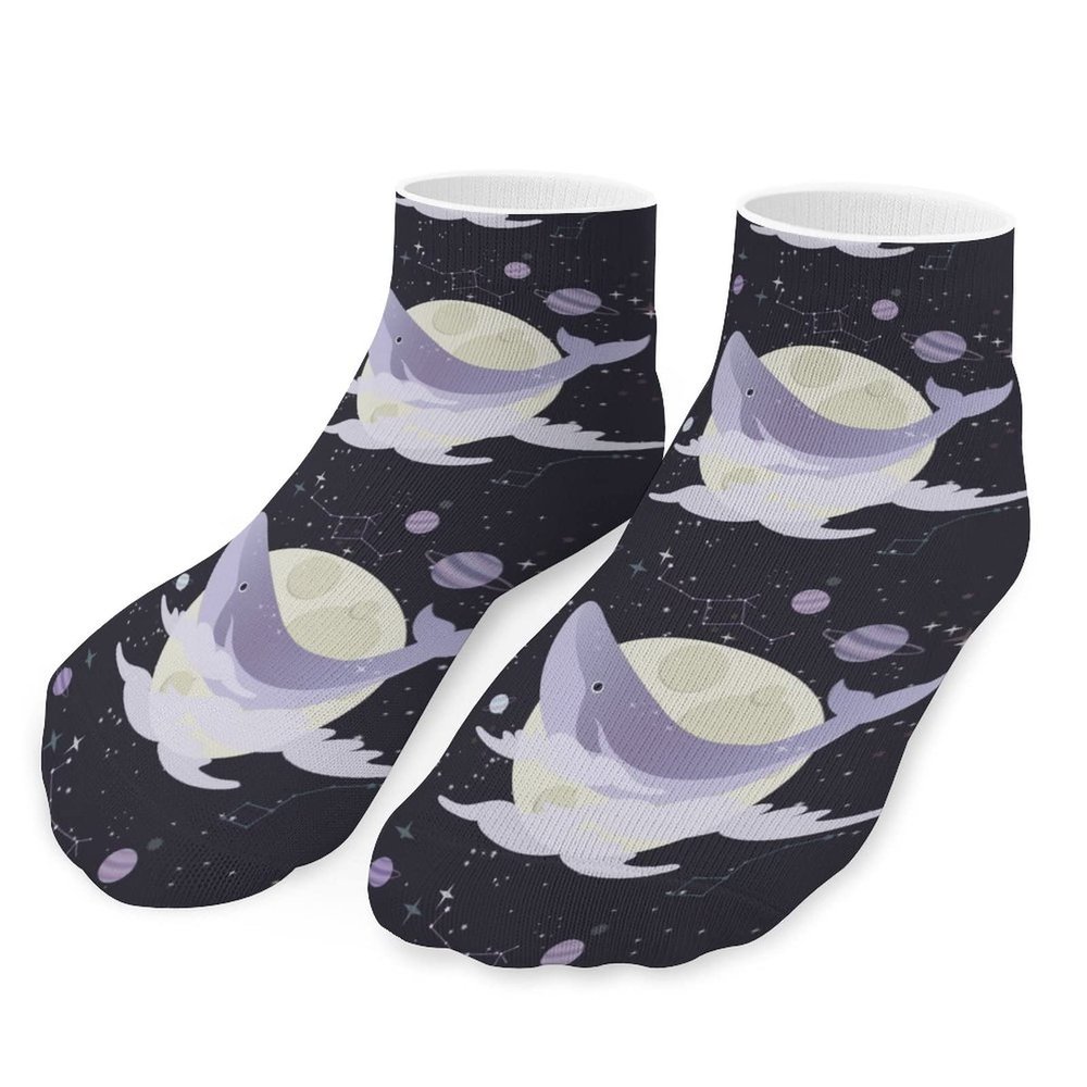 Space Whale Low Cut Ankle Socks for Men No Show Sock Women Boat Athletic 1 Pair