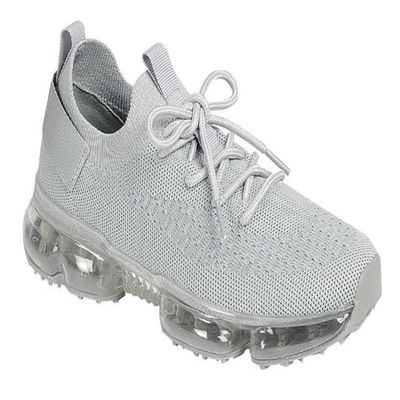 Forever Link Womens Air Cushion Fashion Sneakers Breathable Lightweight Walking Shoes,Silver Grey,7.5