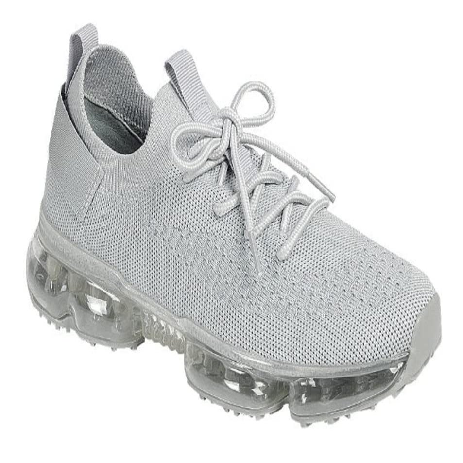Forever Link Womens Air Cushion Fashion Sneakers Breathable Lightweight Walking Shoes,Silver Grey,7.5