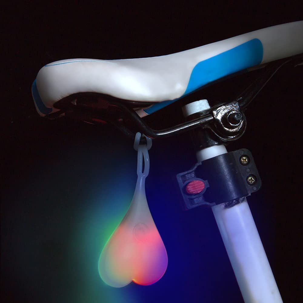 Bike Tail Ball Bike Light,Creative Silicone Cycling Night Safety Warning Light,Bicycle Seat Back Egg Signal Lamp,Waterproof LED Night Essential Light,Mountain and Road Bike Rear Light (Colorful)