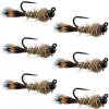 The Fly Fishing Place Black Tungsten Bead Tactical Hares Ear Czech Nymph Euro Nymphing Fly - 6 Flies Size 14 view 1