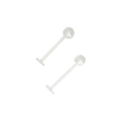 14g Clear Bioflex Flat Back Nose Ring Stud Retainer Body Piercing Jewelry Glow In The Dark 16mm 5/8" Flatback Long Retainer Labret Monroe