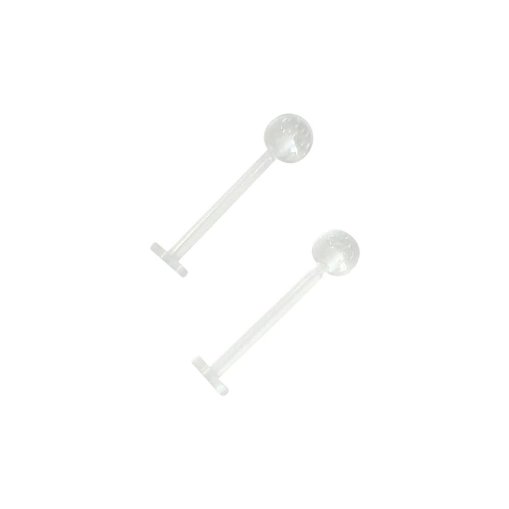 14g Clear Bioflex Flat Back Nose Ring Stud Retainer Body Piercing Jewelry Glow In The Dark 16mm 5/8" Flatback Long Retainer Labret Monroe