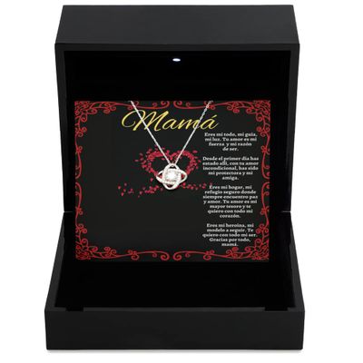 Love Knot Silver Necklace Luxury Box Collar para mi mamita, cadena para el amor de mi vida, regalo de mama, collar personalizado