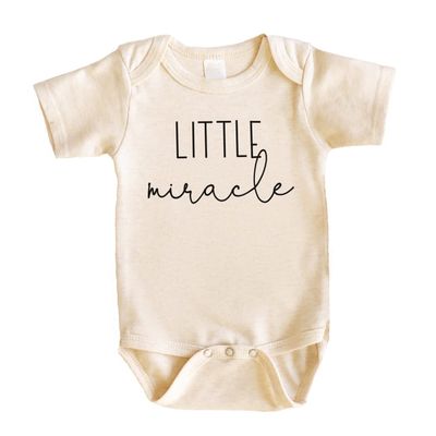 Bump and Beyond Designs Pregnancy Announcement Newborn, Little Miracle (0-3 Months, Oatmeal)