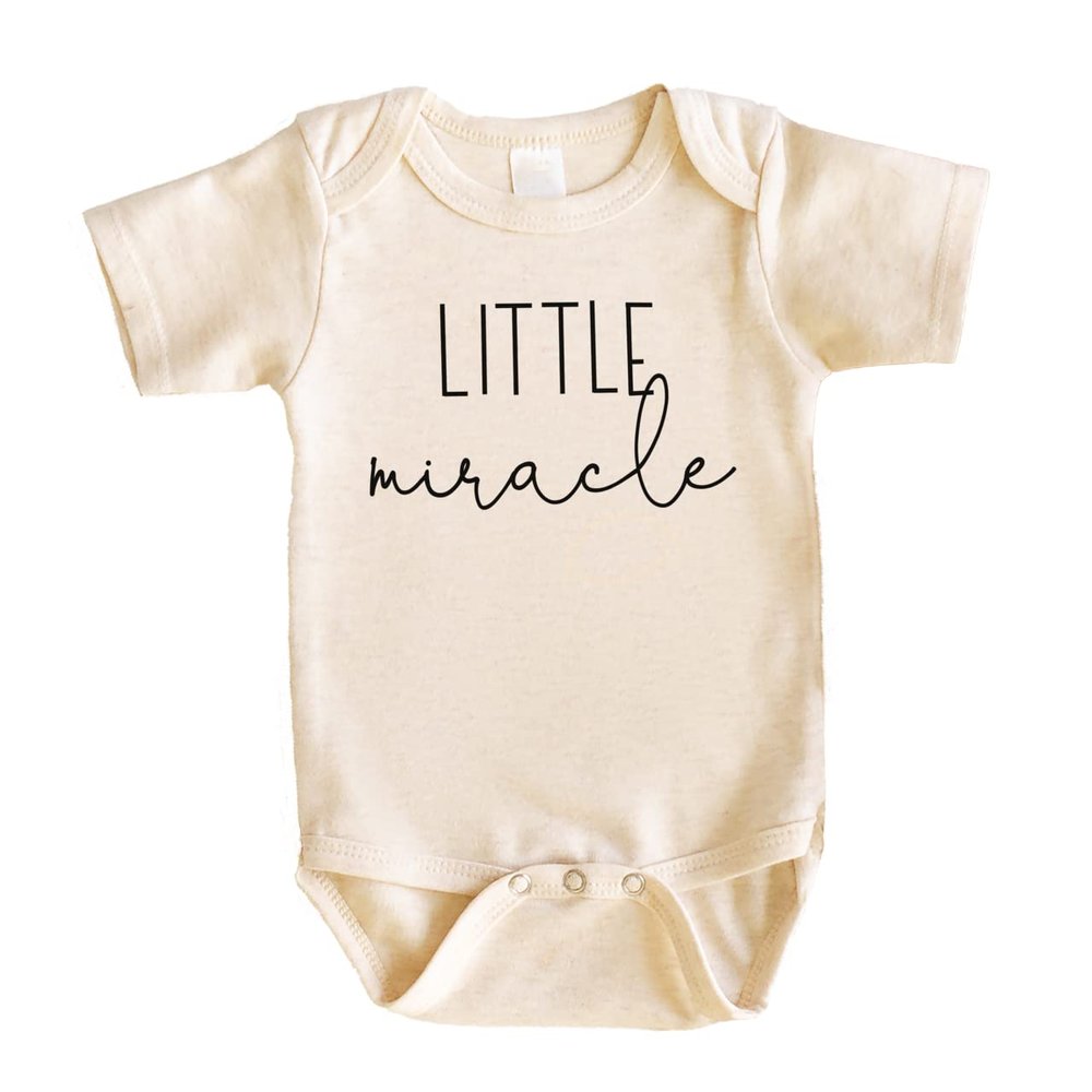Bump and Beyond Designs Pregnancy Announcement Newborn, Little Miracle (0-3 Months, Oatmeal)