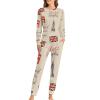 UK and London Theme with Inscriptions Pajamas Sets Soft Nightwear Long Sleeve Sleepwear 2 Piece Pjs Loungewear for Women M view 1
