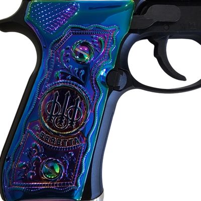 Limited Edition Full Size 92/96 Pistol Grips  Fits 92F, 92FS, M9, 96  Titanium Plated, Matching Screws Included