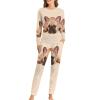 Cute French Bulldog Pajamas Sets Soft Nightwear Long Sleeve Sleepwear 2 Piece Pjs Loungewear for Women L view 1