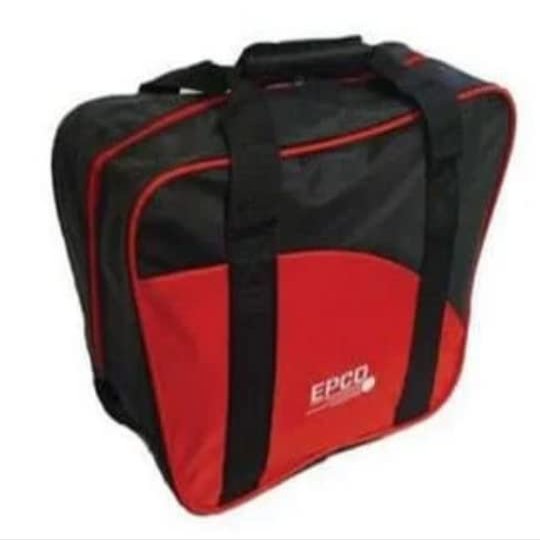 BuyBocceBalls Listing - 4 Ball (with Shoes) Aurora Soft Pack Bowling (Candlepin or Duckpin) Ball Bag - Black & Red