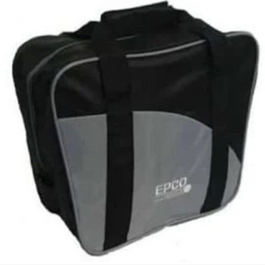 BuyBocceBalls Listing - 4 Ball (with Shoes) Aurora Soft Pack Bowling (Candlepin or Duckpin) Ball Bag - Black & Grey