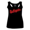 0536. RED Los Angeles California Cali LA Retro Script Fonts Baseball Women's Tank Top Racerback (Black, X Small) view 1