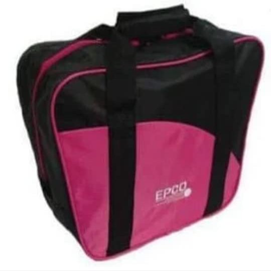 BuyBocceBalls Listing - 4 Ball (with Shoes) Aurora Soft Pack Bowling (Candlepin or Duckpin) Ball Bag - Black & Hot Pink