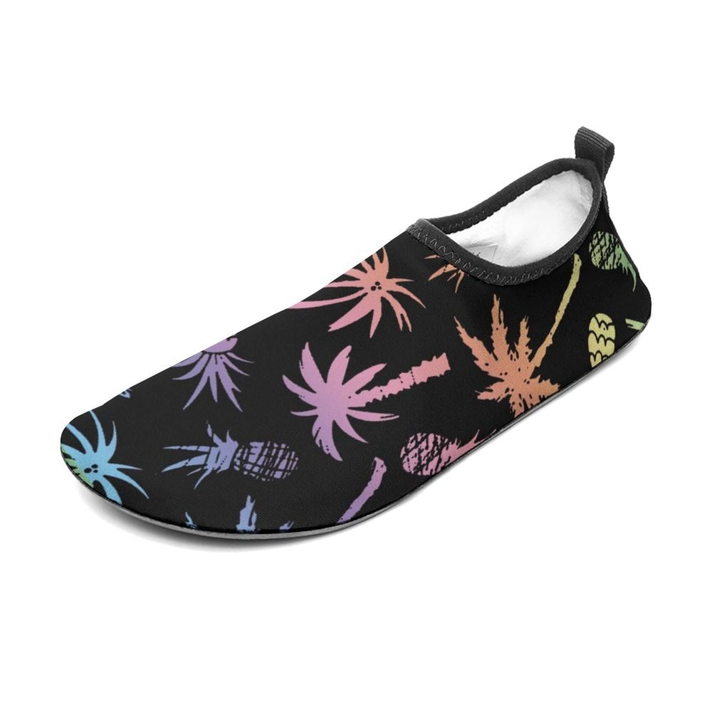 Palm Trees and Pineapples Men Women Water Shoes Barefoot Slip-on Aqua Socks Shoes for Beach Swim Surf Water Sport Yoga 9/10women,7/8men