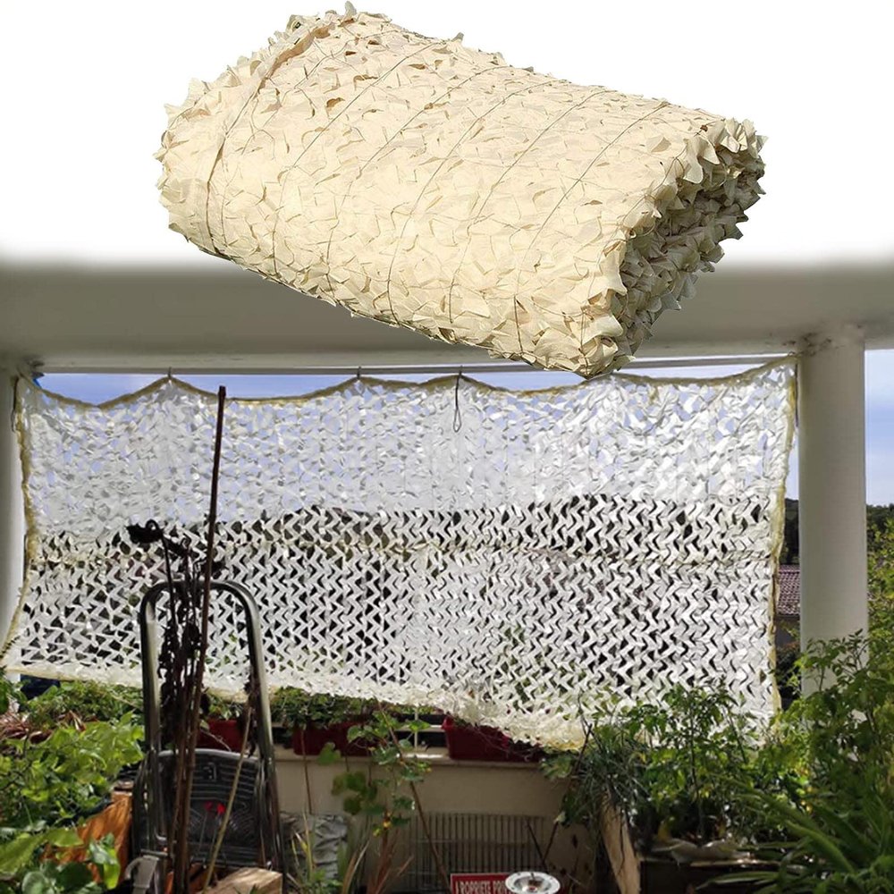 Camouflage Netting Beige,Garden Pergola Breathable Shade Net,Military Hunting Camouflage Net,Car Cover,Camping,Decoration,Sun Protection Camo Netting 2m 3m 4m 5m 6m 9m,Beige-1.5x5m(4.9*16.4ft)