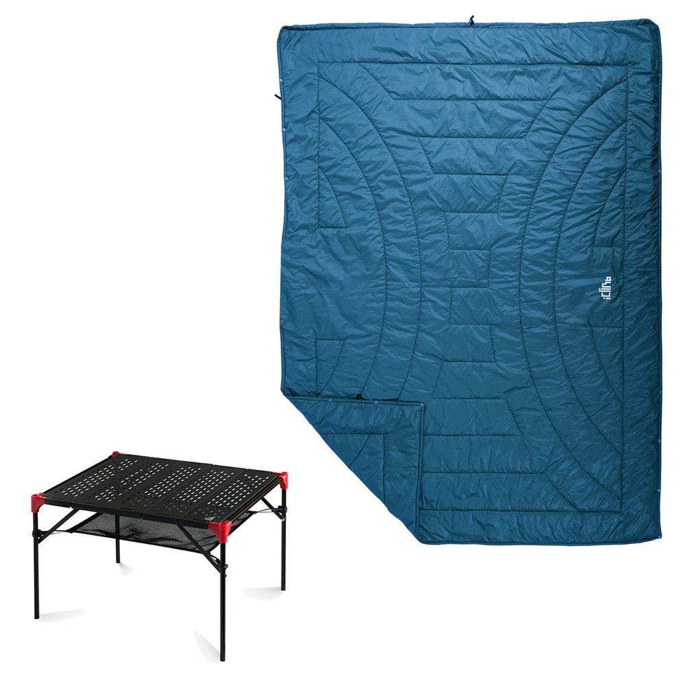 iClimb 1 3M Thinsulate Insulation Warm Camping Blanket and 1 Extendable Table Bundle, Ultralight Compact for Adults Outdoor Backpacking Camping Hiking Beach Concert