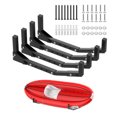TORACK Kayak Storage Rack, Wall Mount Kayak Hooks for Garage Utility Storage Hangers for Kayak, Surfboard, Skiis, Snowboard, Paddle Board(Pack of 4)