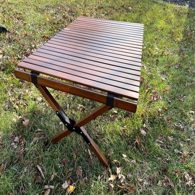 Portable Picnic Table, Camping Table, Foldable with Carry Bag, Easy and Convenience to Use Two Sizes Two Colors (Caramel, Small)