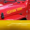 Custom Letters Your Text Distressed Font Decal Sticker Hood Fender Compatible with All Jeeps Wrangler Rubicon Gladiator JK TJ YJ CJ 23X3.5 Inches Set of 2 Identical Decals. - Yellow view 1